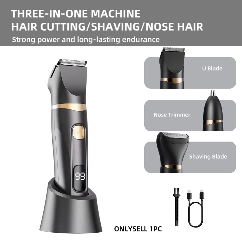 Mens Grooming Travel Kit - 3‑Pcs Household Electric Grooming Set,Hair Clipper