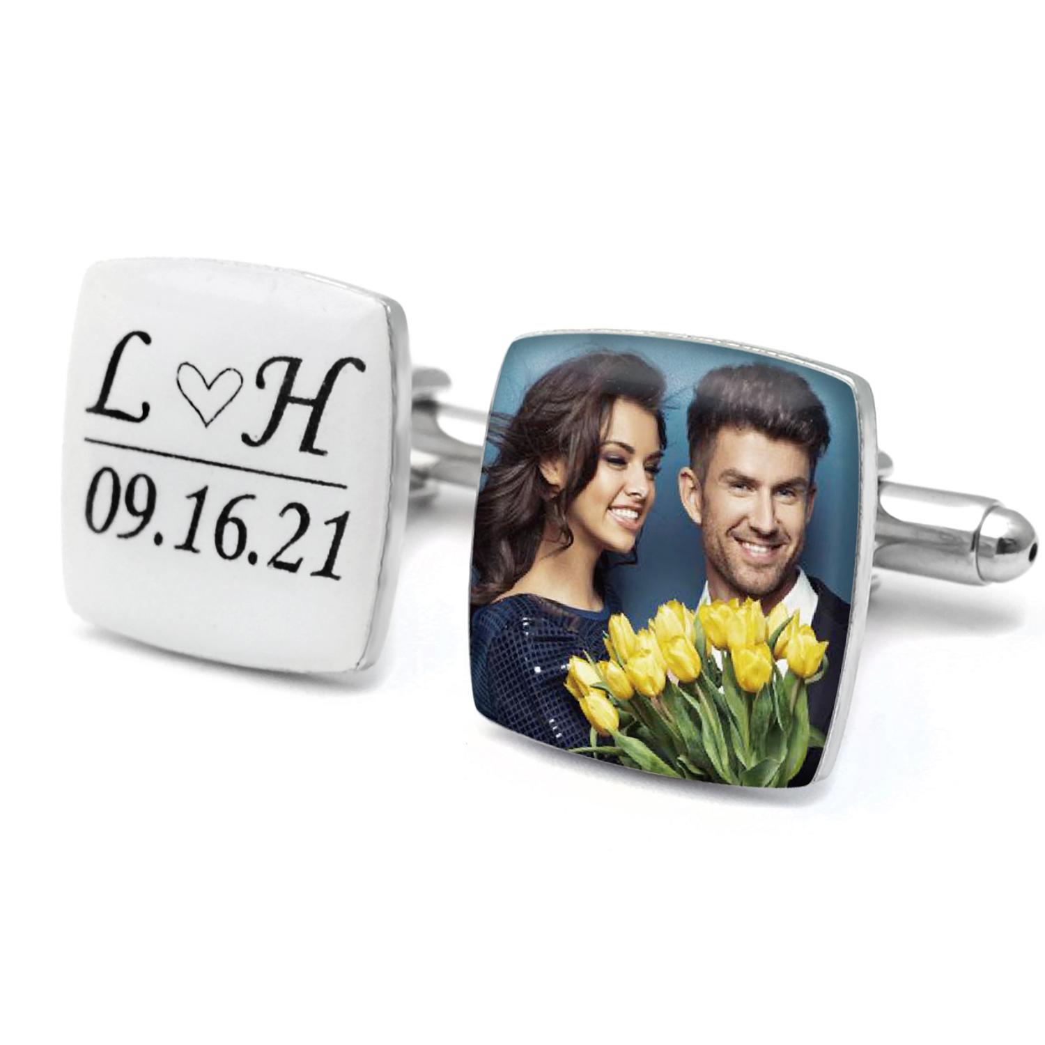 Men'S Grooming Gifts - Personalised Photo Cufflinks Men’s Cuff Links