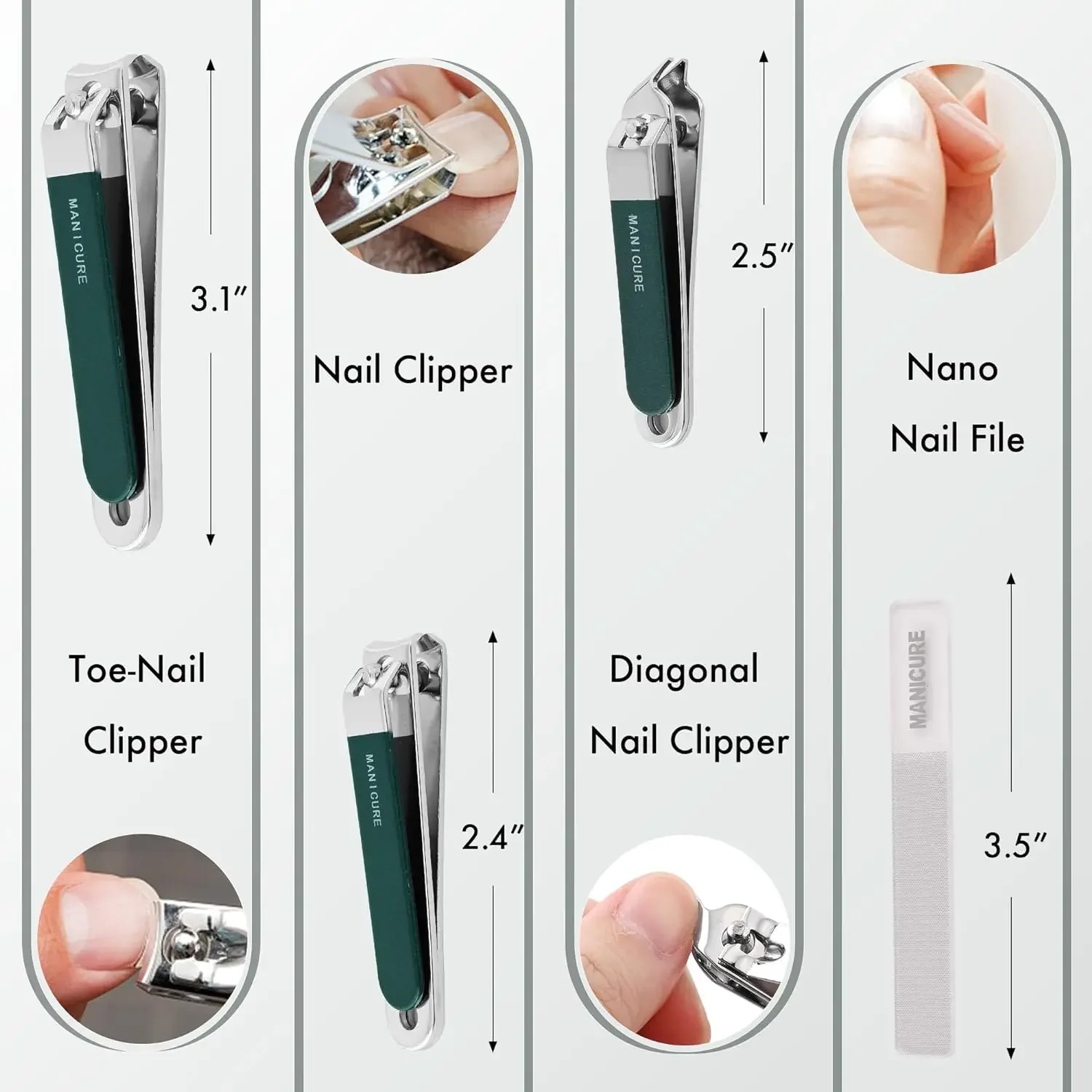 4 Pcs Steel Nail Clipper Manic - Mens Grooming Travel Kit 评论和价格