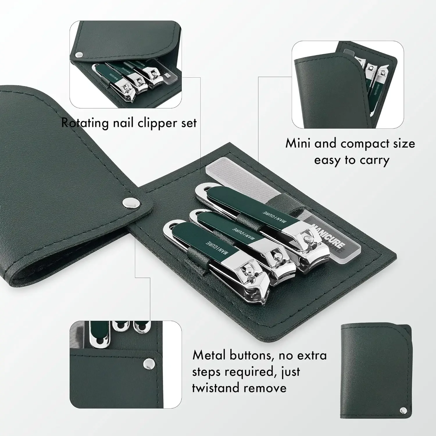 4 Pcs Steel Nail Clipper Manic - Mens Grooming Travel Kit 评论和价格