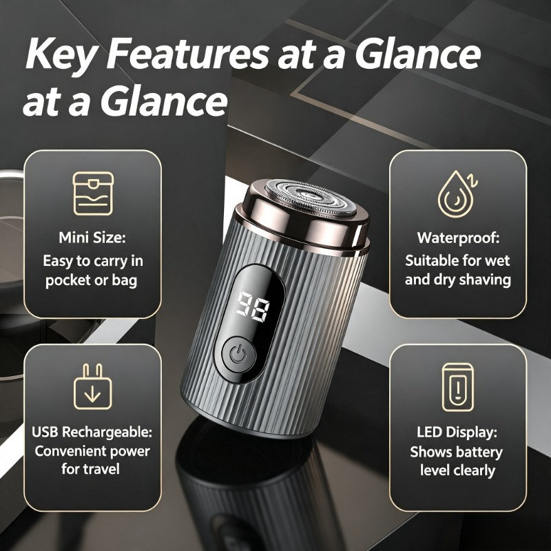2026 Mini Electric Shaver Port - Mens Grooming Travel Kit 评论和价格