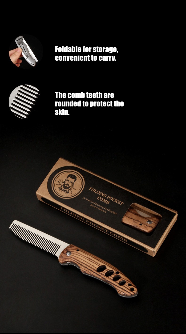 Solid Wood & Metal Folding Bea - Mens Grooming Travel Kit 评论和价格