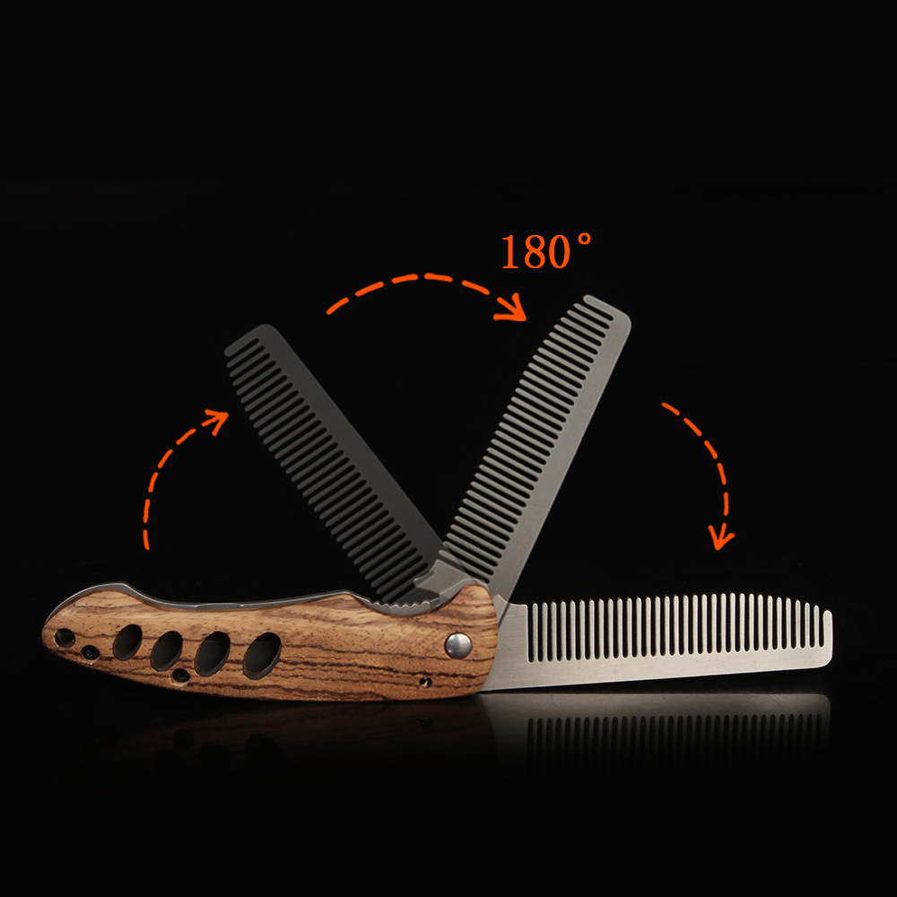 Solid Wood & Metal Folding Bea - Mens Grooming Travel Kit 评论和价格